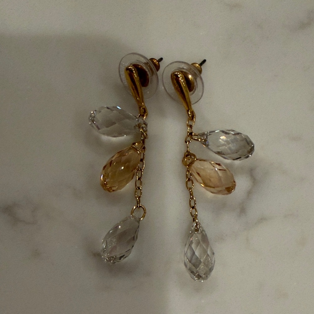 Swarovski Gold and Crystal Drop Earrings
